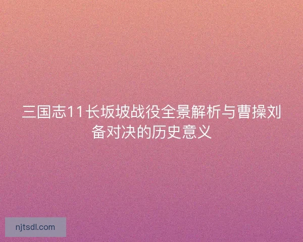 三国志11长坂坡战役全景解析与曹操刘备对决的历史意义