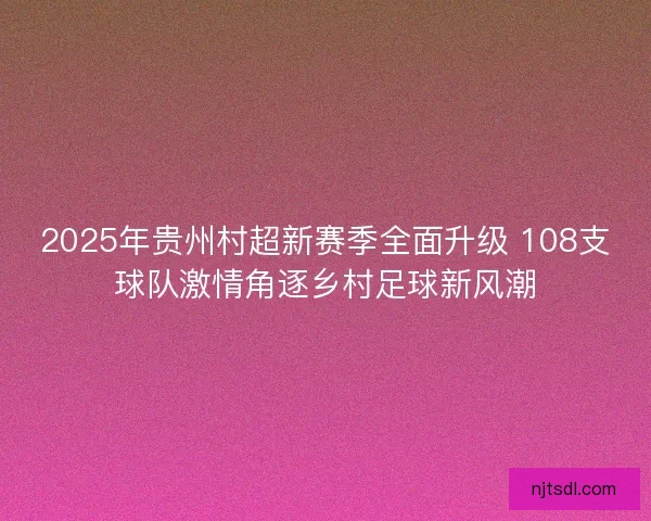 2025年贵州村超新赛季全面升级 108支球队激情角逐乡村足球新风潮